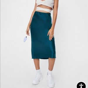Satin Slinky Bias Cut Midi Skirt